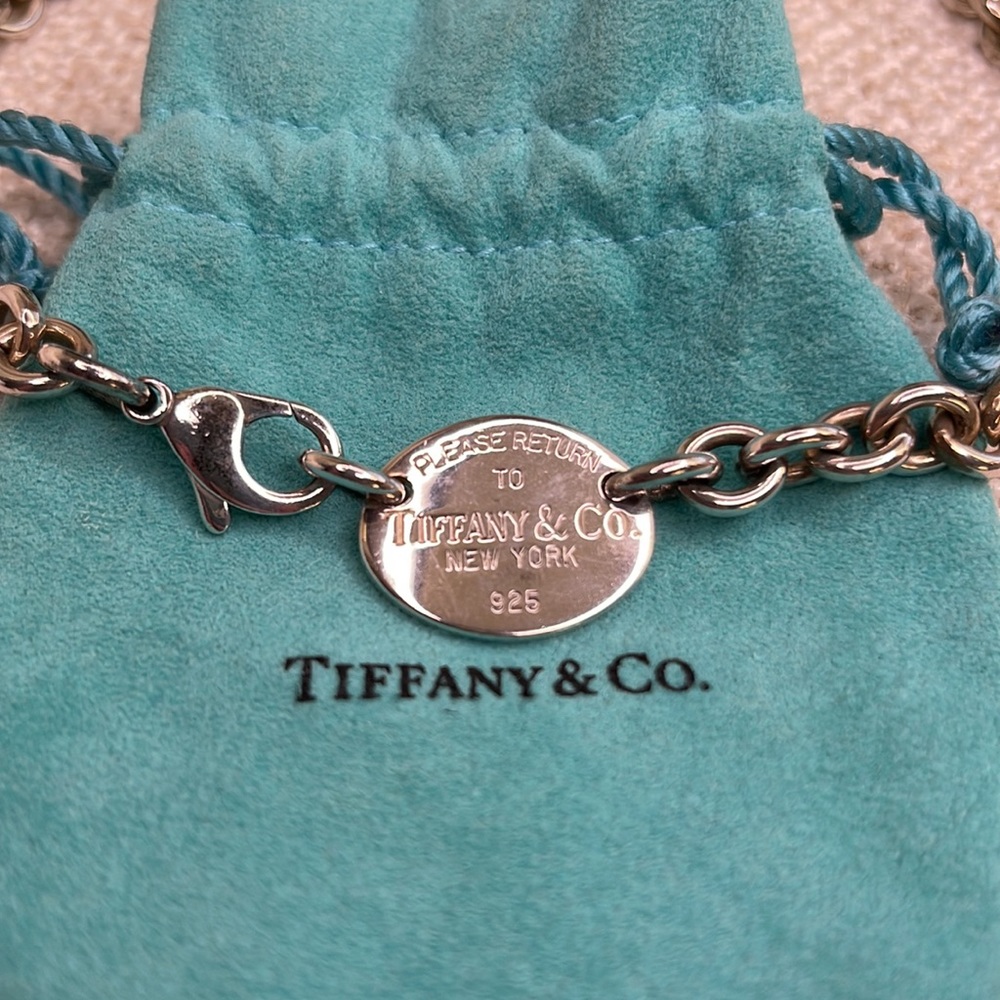 Tiffany & Co. chain oval tag necklace 15.5” - Picture 2 of 4